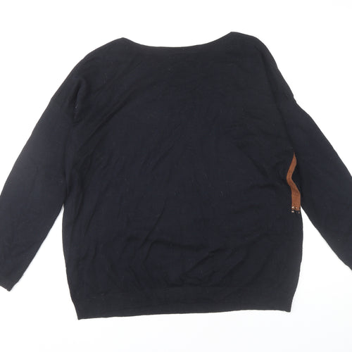 Wallis Women's Black Brown Colour Block Studded Jumper Size M