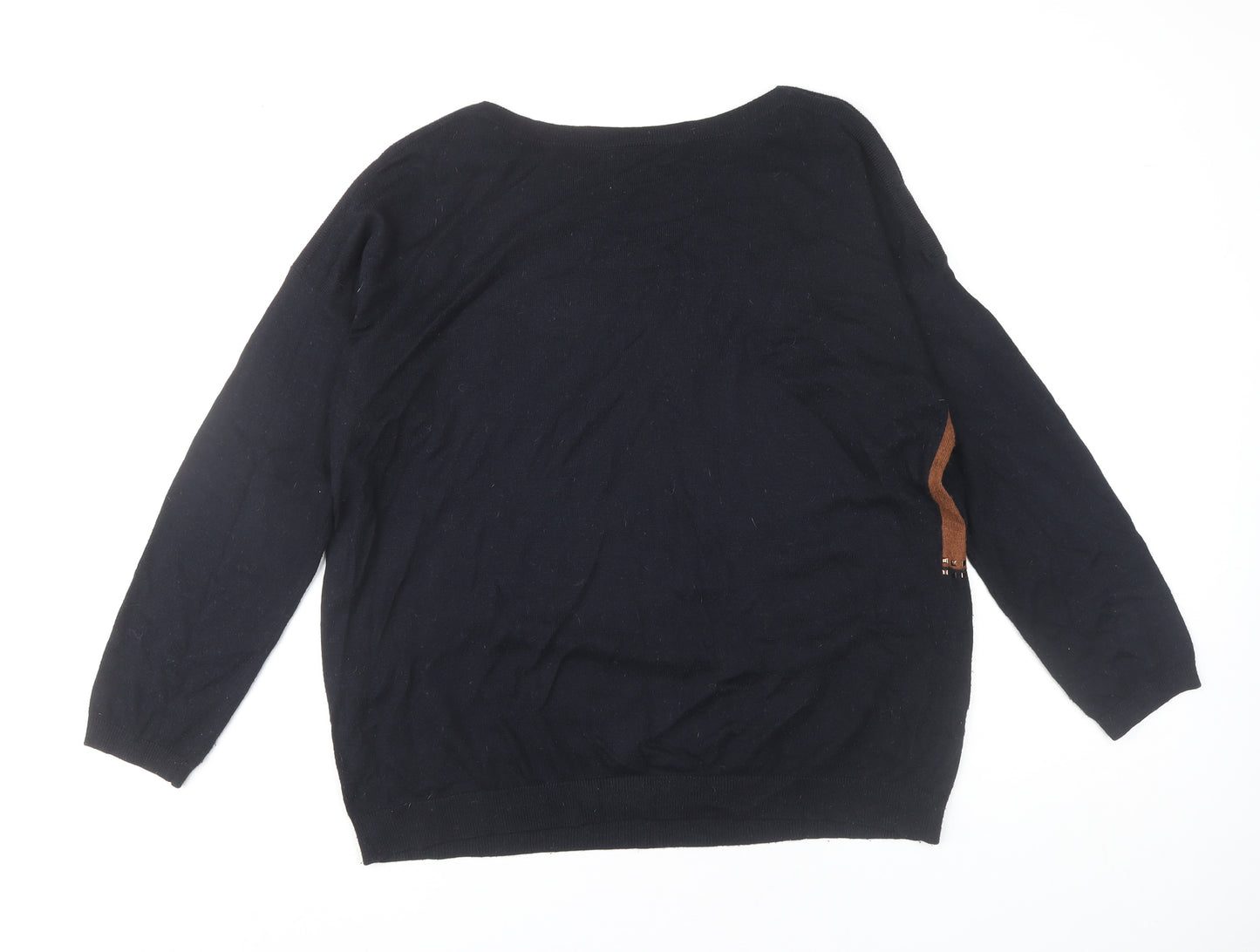 Wallis Women's Black Brown Colour Block Studded Jumper Size M