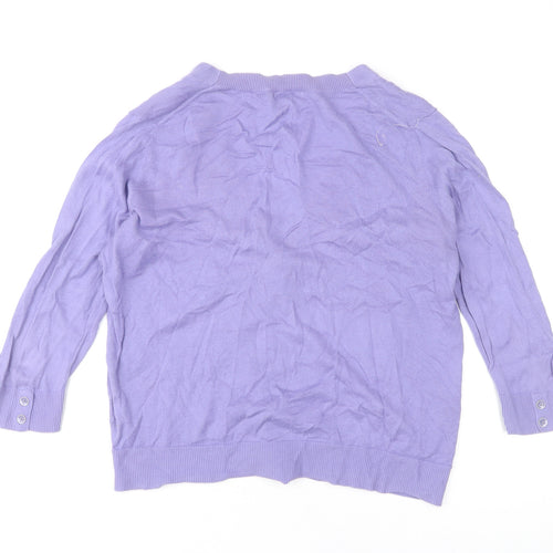 Gap Women's Purple Cotton V-Neck Cardigan M 3/4 Sleeve