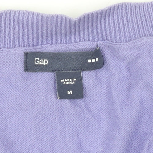 Gap Women's Purple Cotton V-Neck Cardigan M 3/4 Sleeve