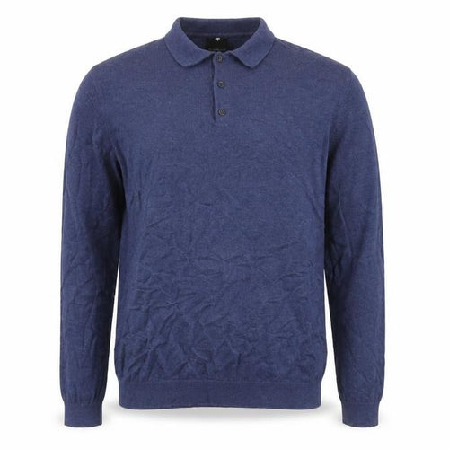 Bäumler Men's Blue Knit Cotton Blend Henley Jumper Size L