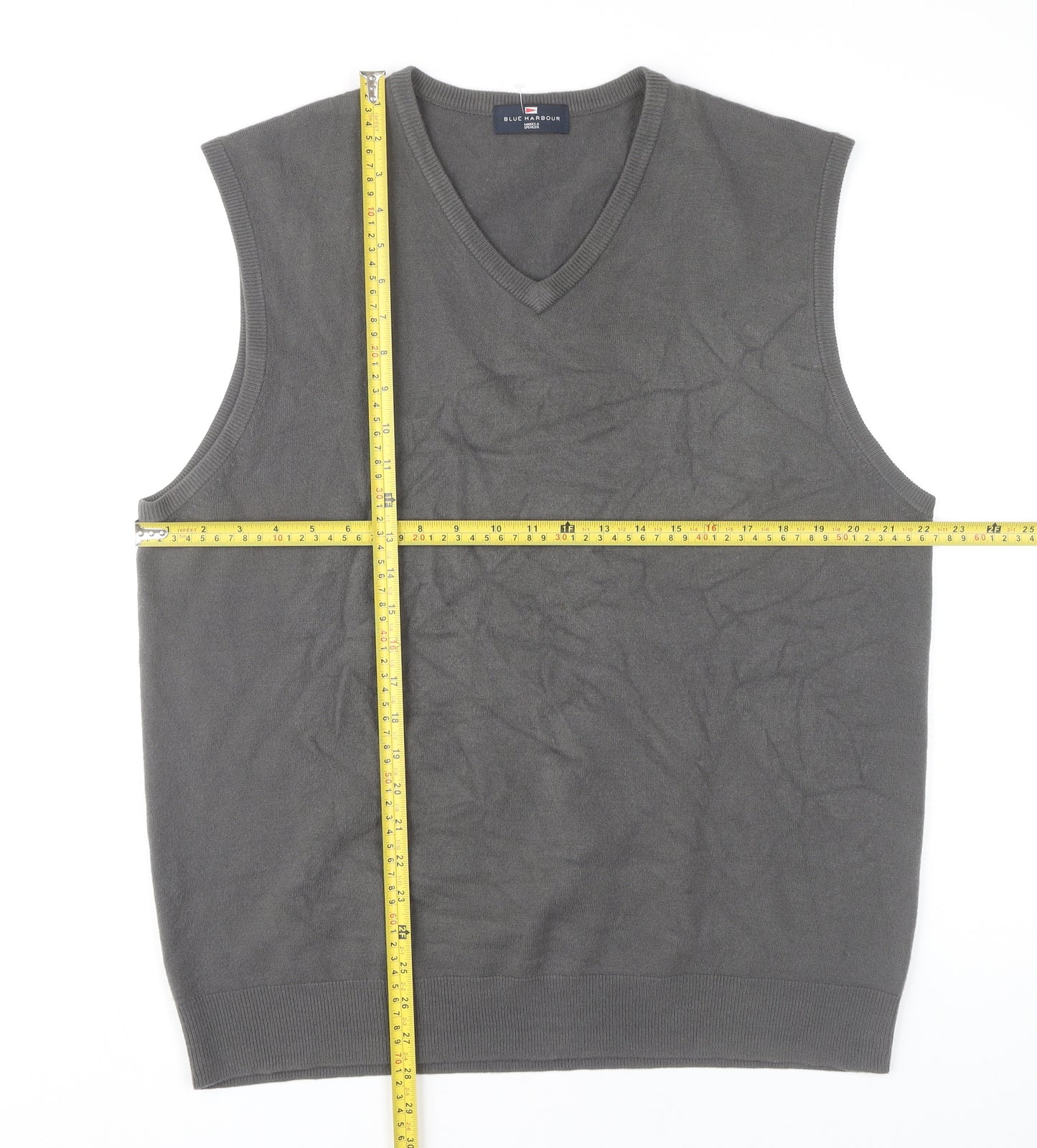Marks and Spencer Men’s Grey XL V-Neck Sleeveless Knit Jumper Vest