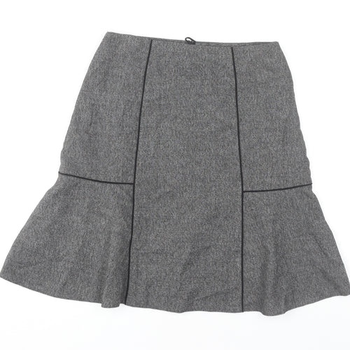 Next Women’s Grey Herringbone Flare Skirt Size 10 Tall Knee Length