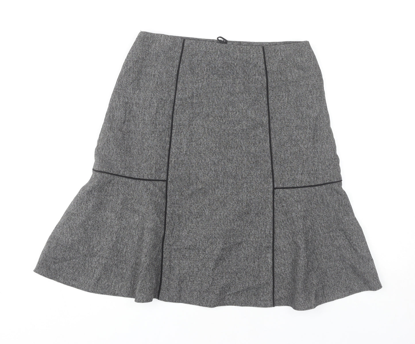 Next Women’s Grey Herringbone Flare Skirt Size 10 Tall Knee Length