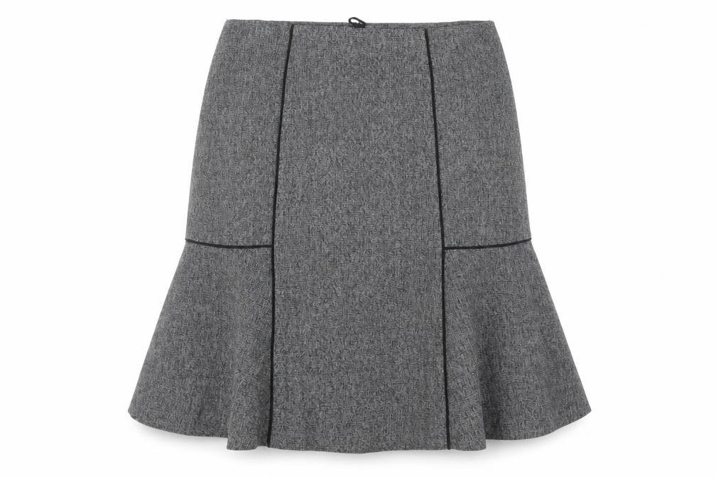 Next Women’s Grey Herringbone Flare Skirt Size 10 Tall Knee Length