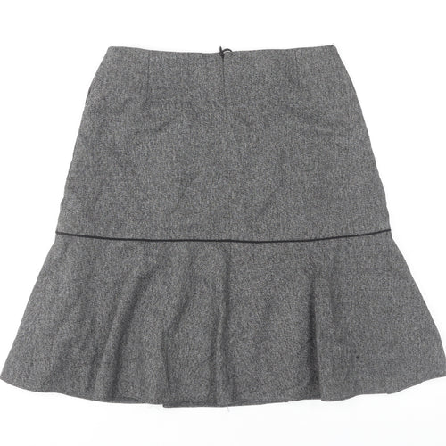 Next Women’s Grey Herringbone Flare Skirt Size 10 Tall Knee Length