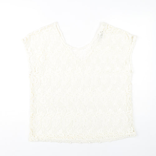 Next Women Ivory Lace Blouse Size 14 Sleeveless V-Neck