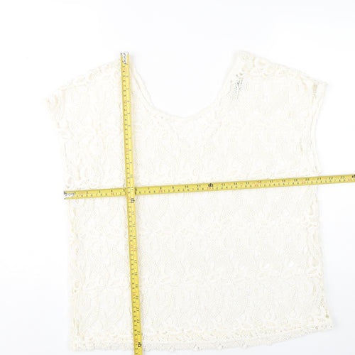 Next Women Ivory Lace Blouse Size 14 Sleeveless V-Neck