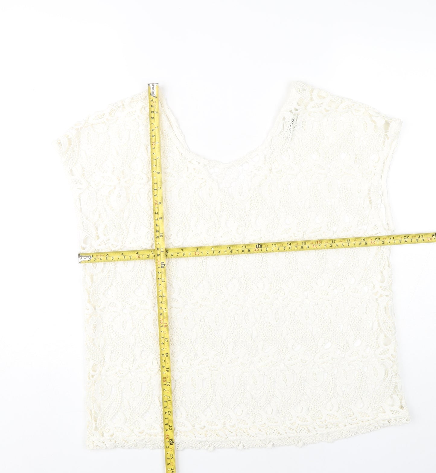 Next Women Ivory Lace Blouse Size 14 Sleeveless V-Neck