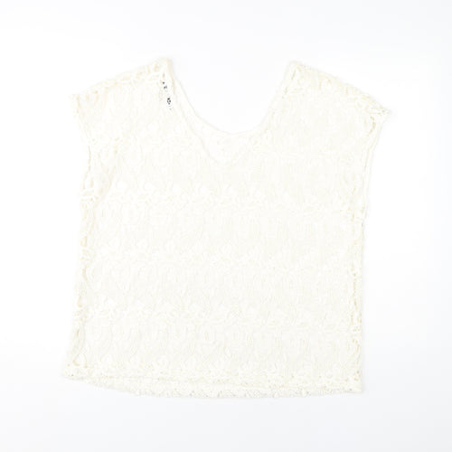 Next Women Ivory Lace Blouse Size 14 Sleeveless V-Neck