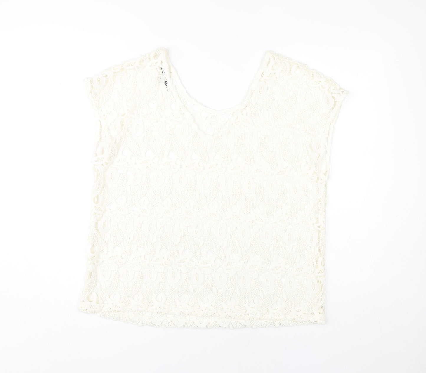 Next Women Ivory Lace Blouse Size 14 Sleeveless V-Neck