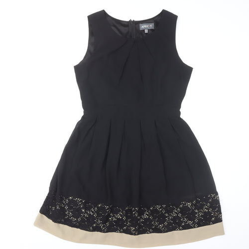 Apricot Women Black Size 10 Fit & Flare Lace Hem Knee Dress