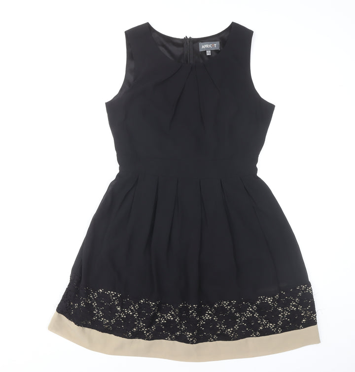 Apricot Women Black Size 10 Fit & Flare Lace Hem Knee Dress