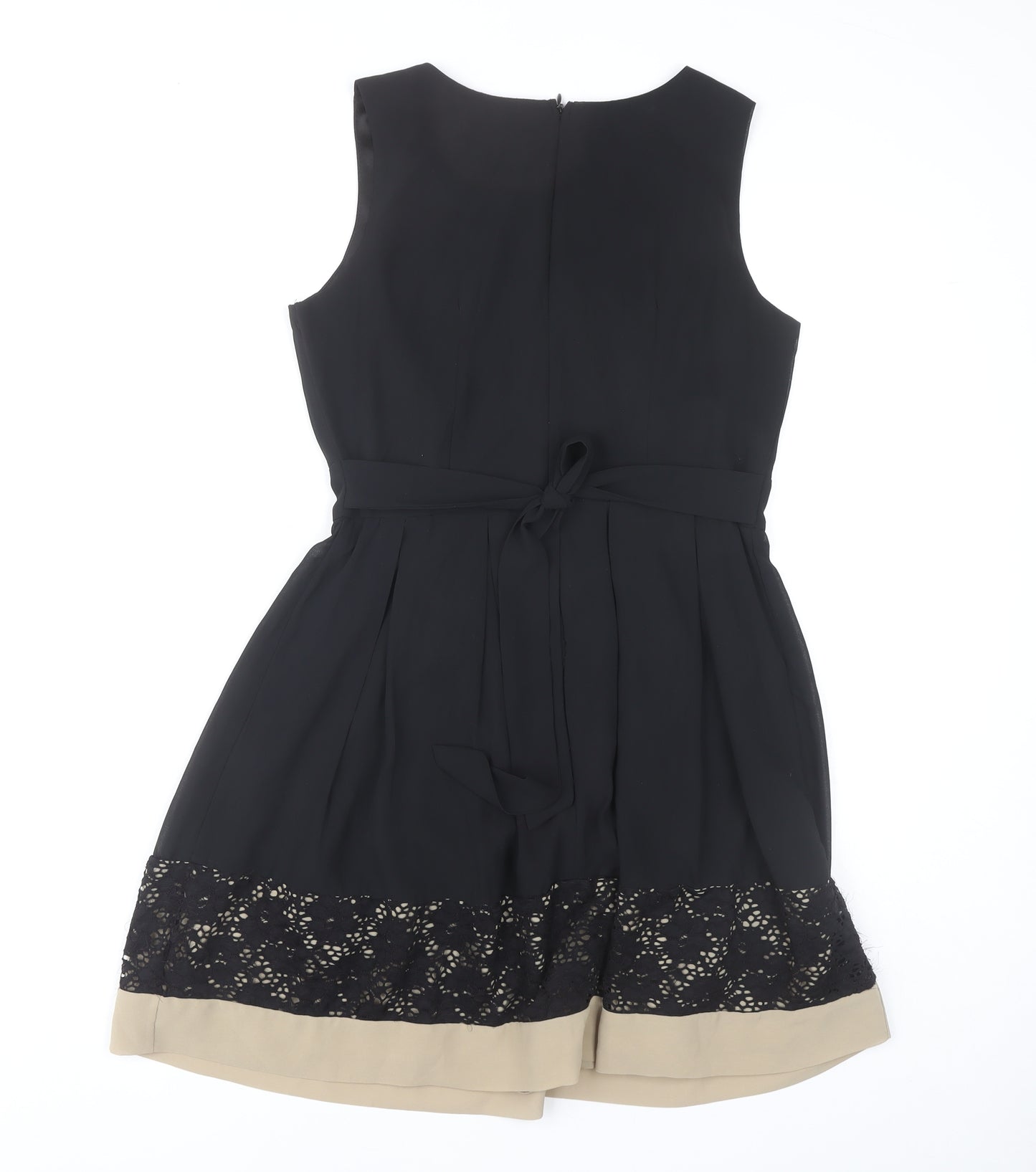 Apricot Women Black Size 10 Fit & Flare Lace Hem Knee Dress