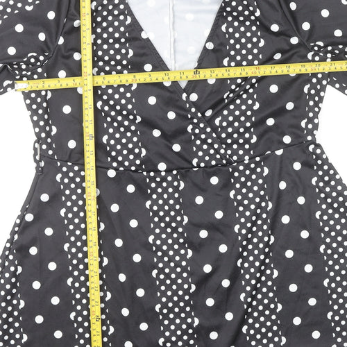 Yours Womens Black Polka Dot Wrap Blouse UK 18 Plus Long Sleeve
