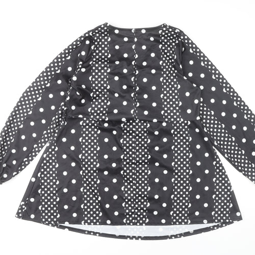 Yours Womens Black Polka Dot Wrap Blouse UK 18 Plus Long Sleeve