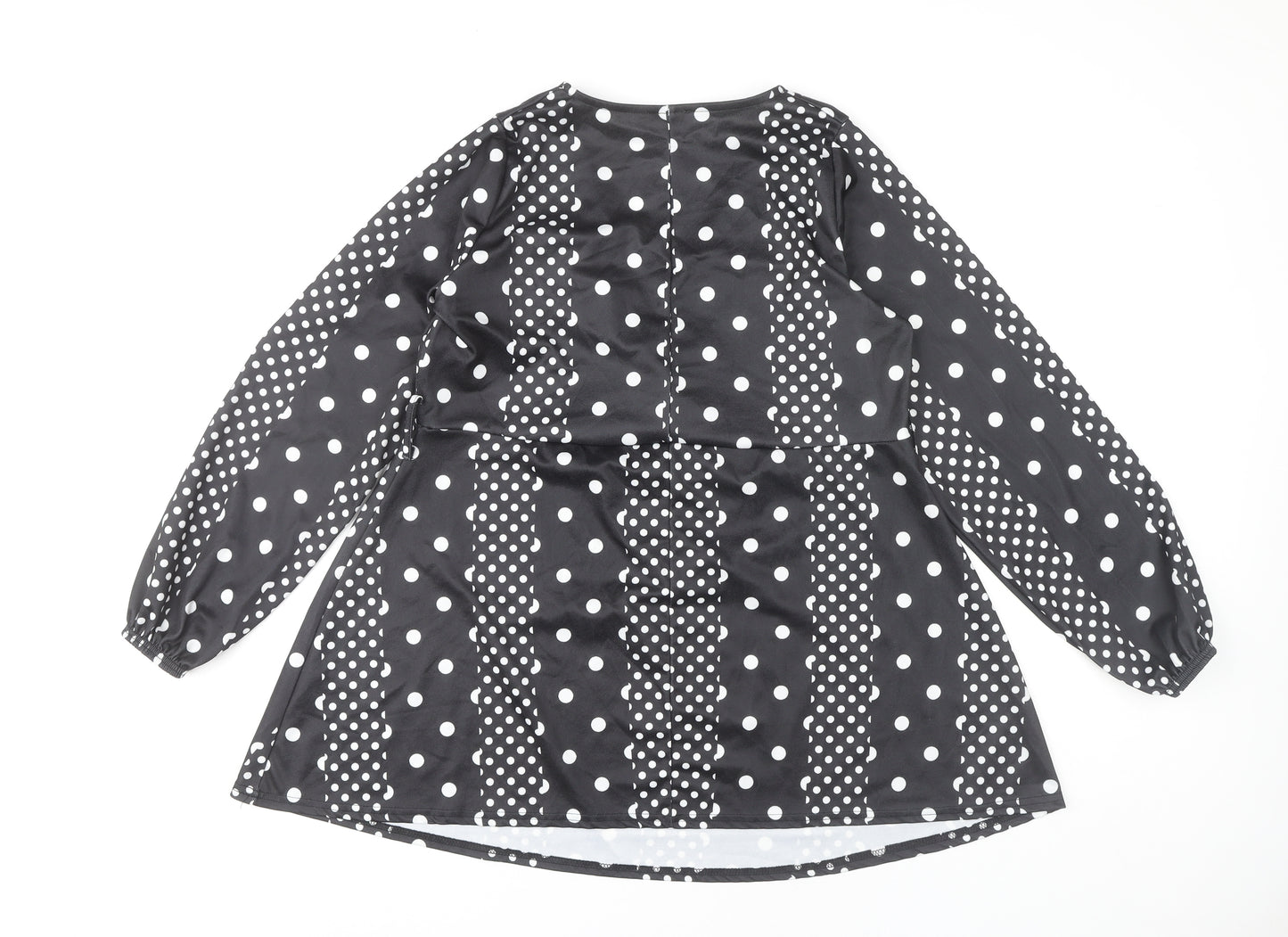 Yours Womens Black Polka Dot Wrap Blouse UK 18 Plus Long Sleeve