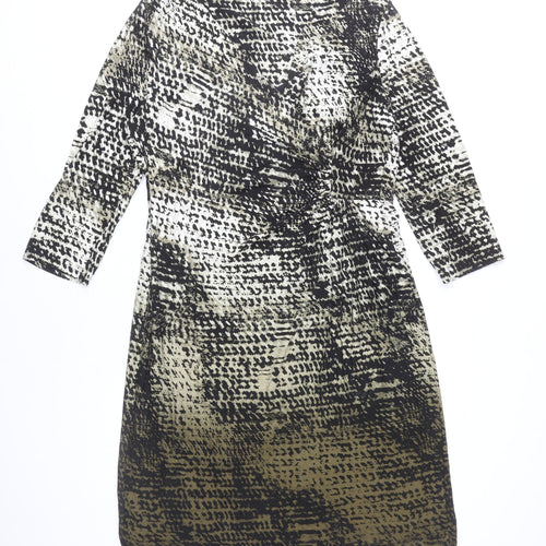 CC Women’s Multicoloured Animal Print Sheath Dress XL V-Neck Ruched