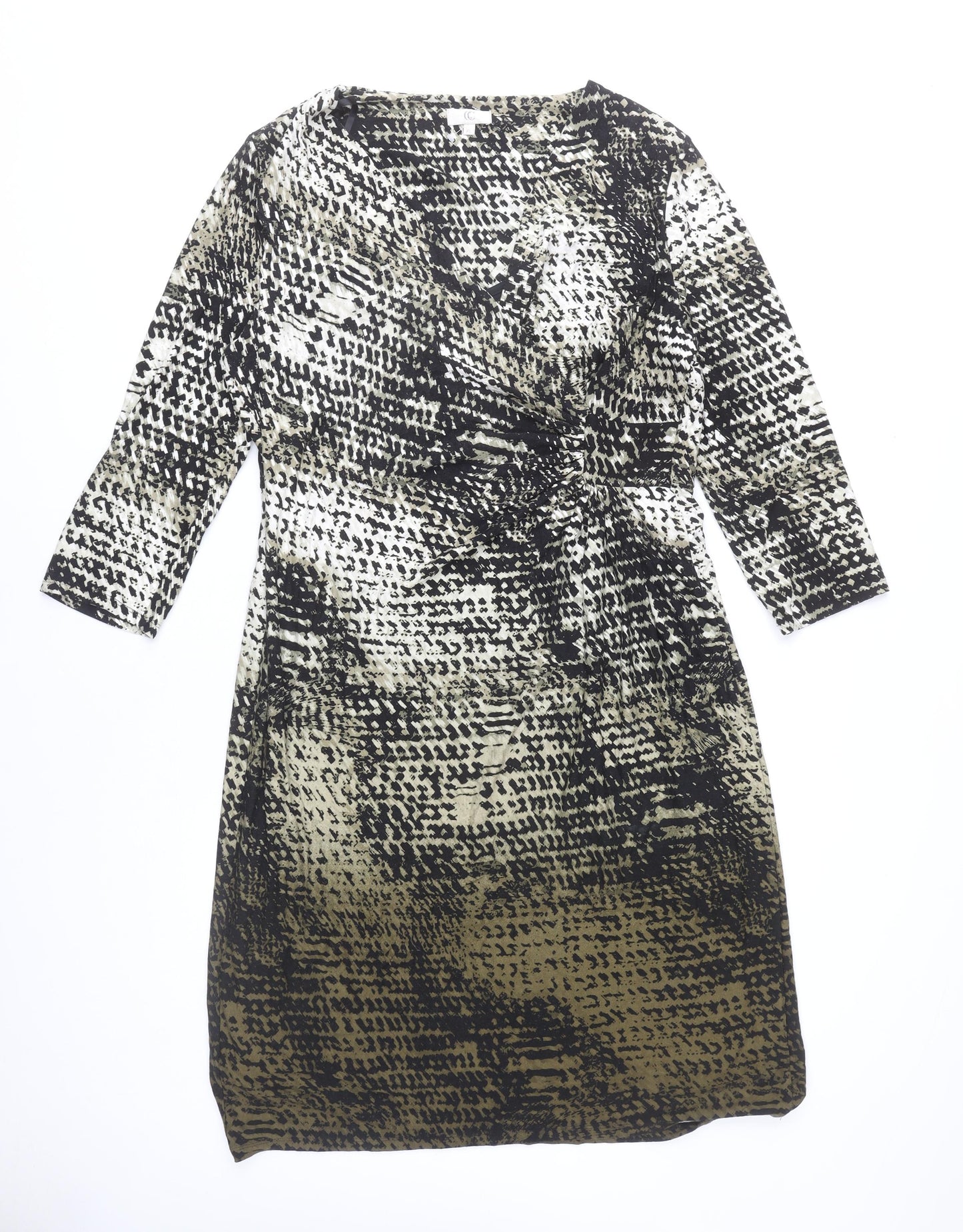 CC Women’s Multicoloured Animal Print Sheath Dress XL V-Neck Ruched