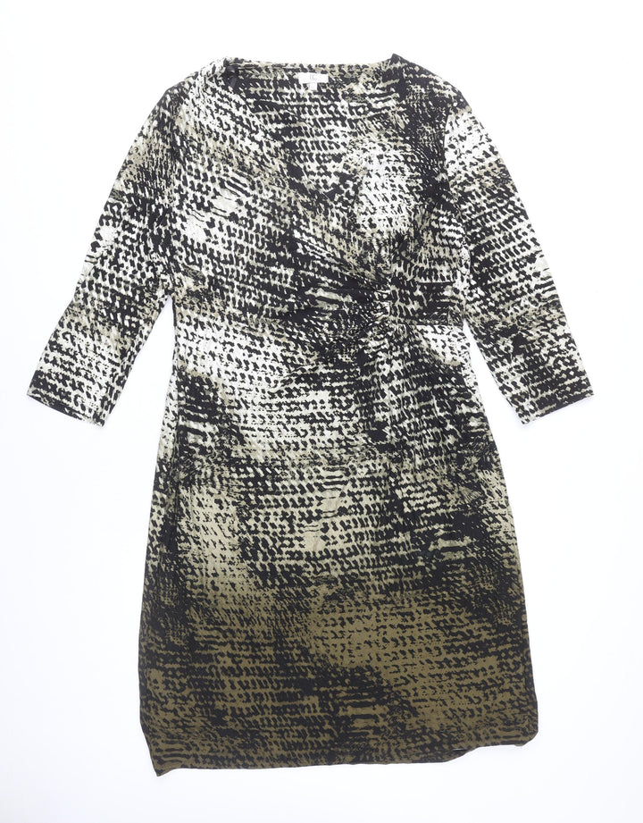 CC Women’s Multicoloured Animal Print Sheath Dress XL V-Neck Ruched