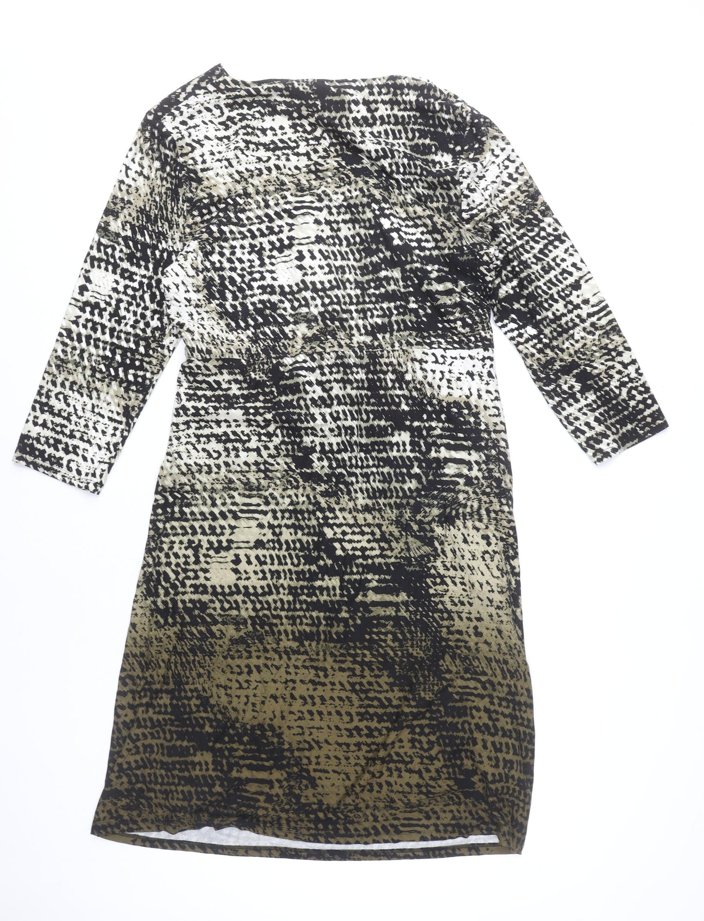 CC Women’s Multicoloured Animal Print Sheath Dress XL V-Neck Ruched