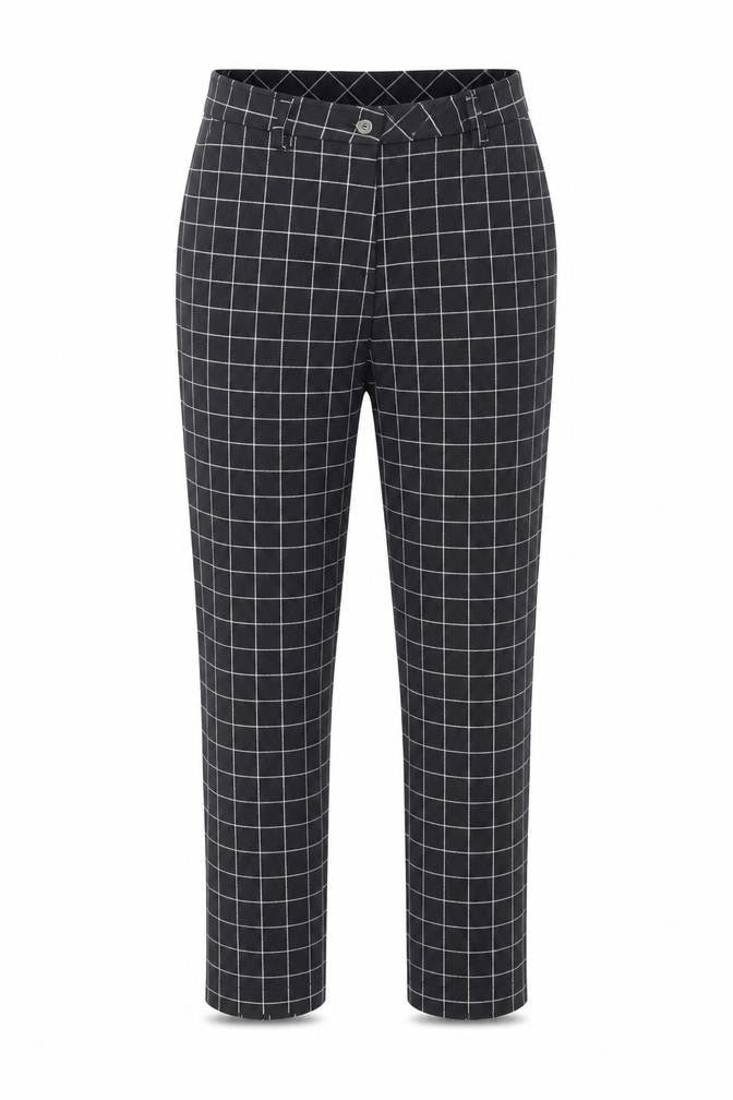 Lady Hagen Women's Black Check Ankle Trousers Size 10