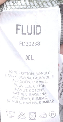 Fluid Men's Green Striped Cotton Crew Neck T-Shirt XL