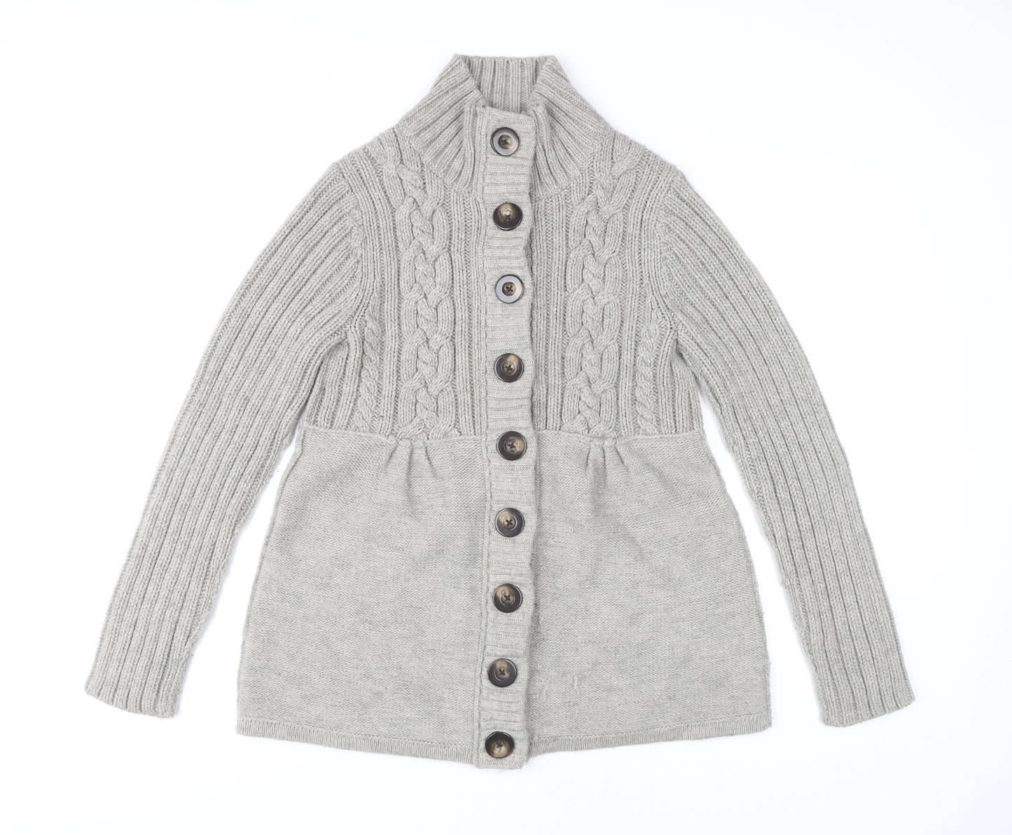 Next Women’s Grey Cable Knit High Neck Cardigan Size 14