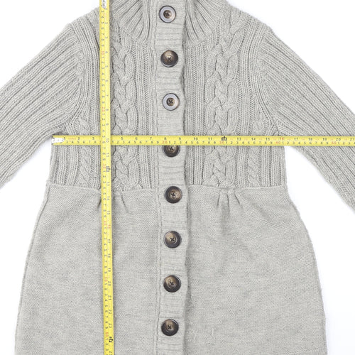 Next Women’s Grey Cable Knit High Neck Cardigan Size 14