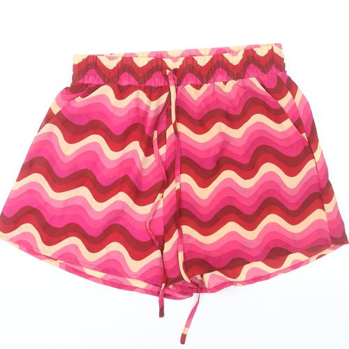 In The Style Women's Multicoloured Size 12 70s Print Drawstring Shorts