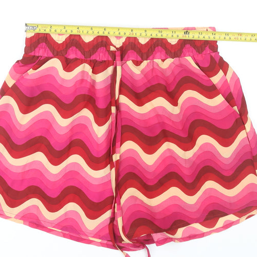 In The Style Women's Multicoloured Size 12 70s Print Drawstring Shorts