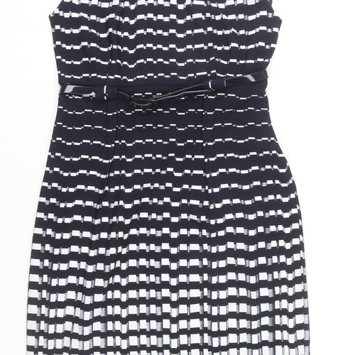Connected Apparel Women's Blue Geometric Sheath Dress Size 8