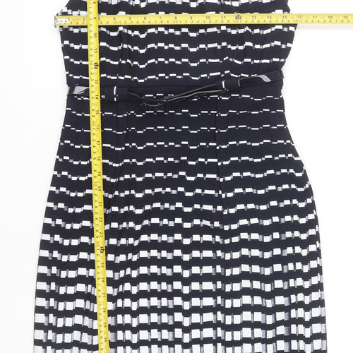 Connected Apparel Women's Blue Geometric Sheath Dress Size 8