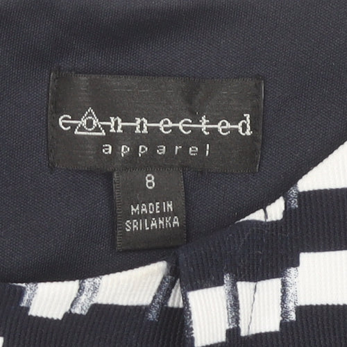 Connected Apparel Women's Blue Geometric Sheath Dress Size 8