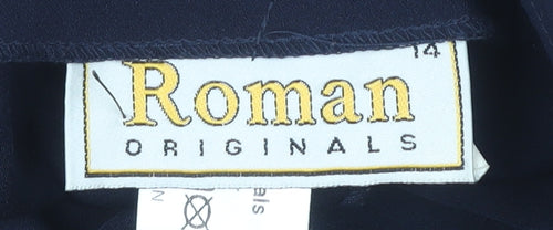 Roman Originals Women's Blue Size 14 Straight Leg Pleated Trousers
