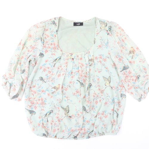 Wallis Women’s Multicoloured Bird Floral Chiffon Tunic Blouse Size 14