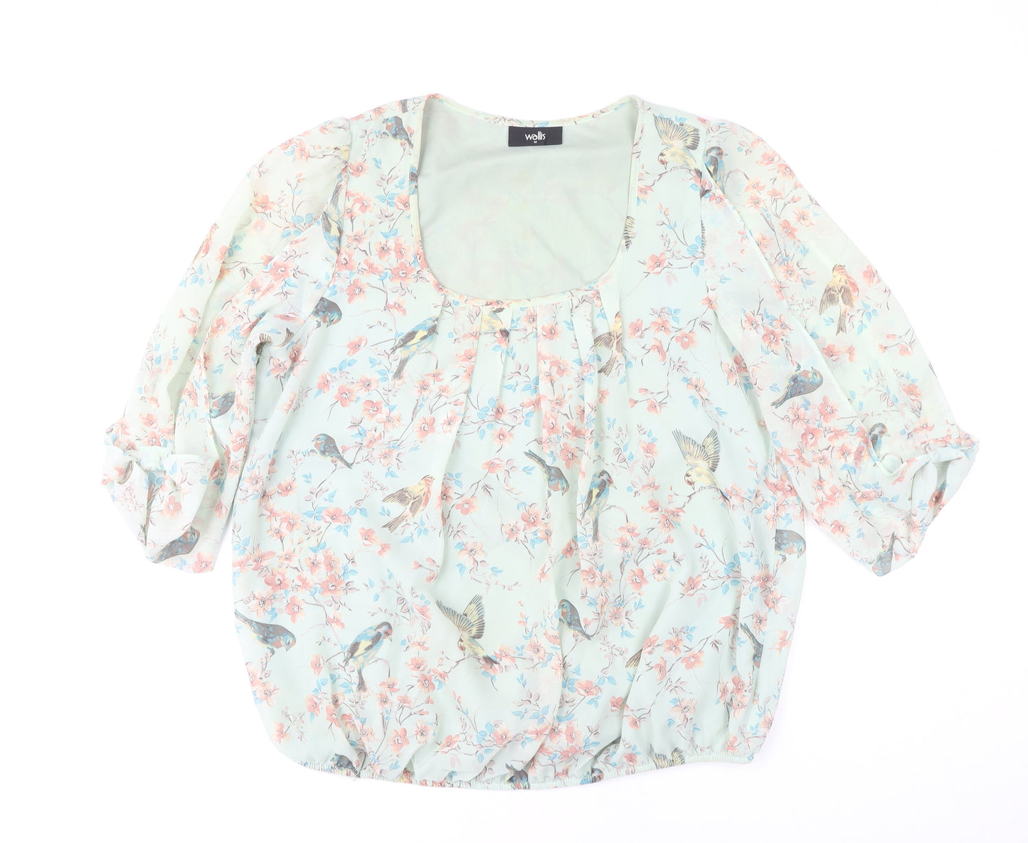 Wallis Women’s Multicoloured Bird Floral Chiffon Tunic Blouse Size 14