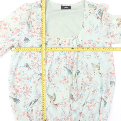 Wallis Women’s Multicoloured Bird Floral Chiffon Tunic Blouse Size 14