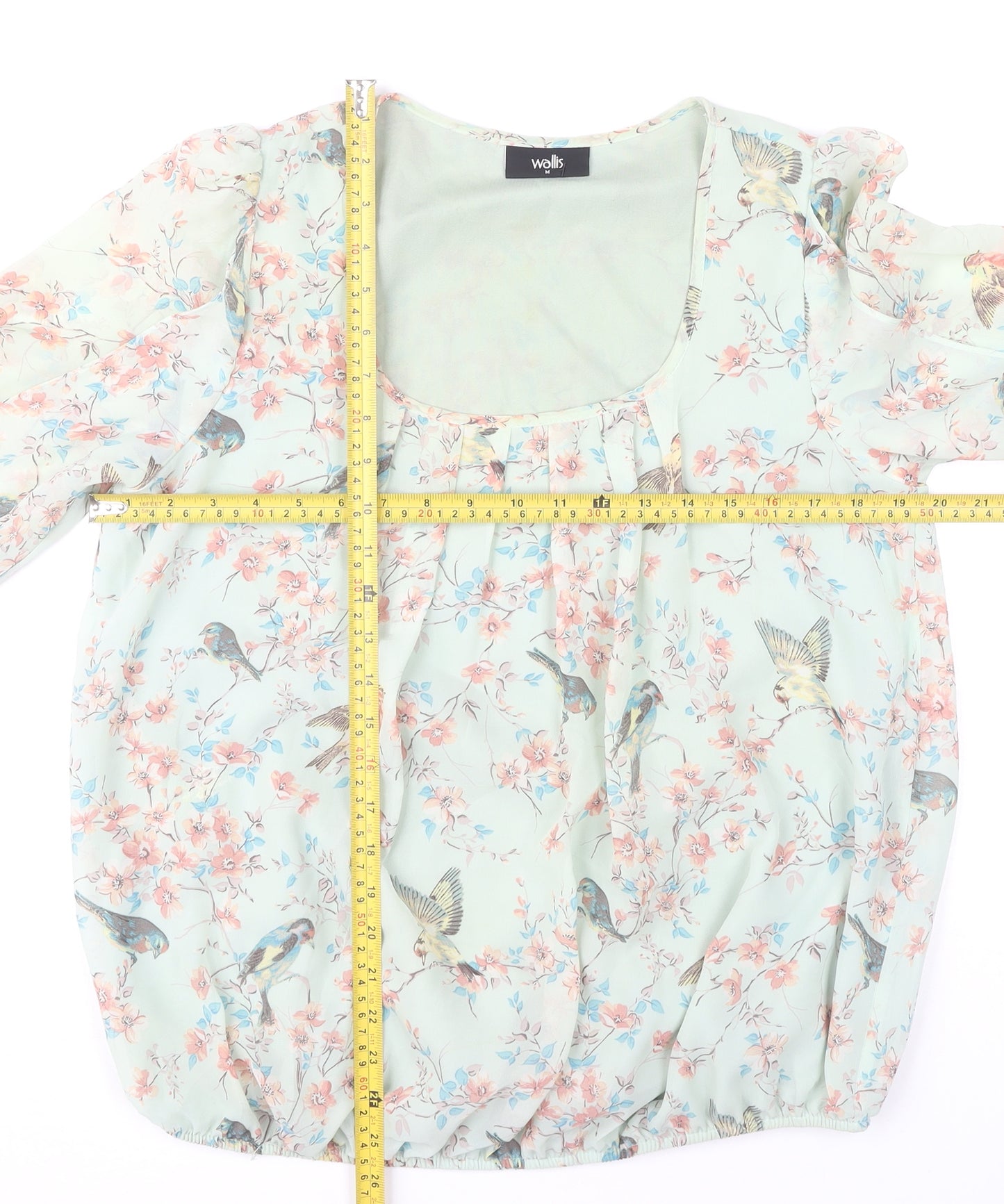 Wallis Women’s Multicoloured Bird Floral Chiffon Tunic Blouse Size 14