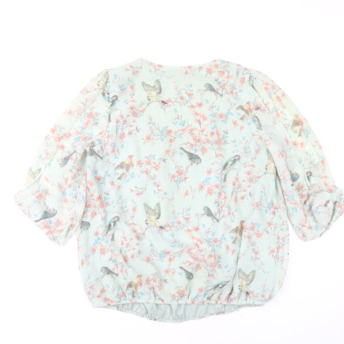 Wallis Women’s Multicoloured Bird Floral Chiffon Tunic Blouse Size 14