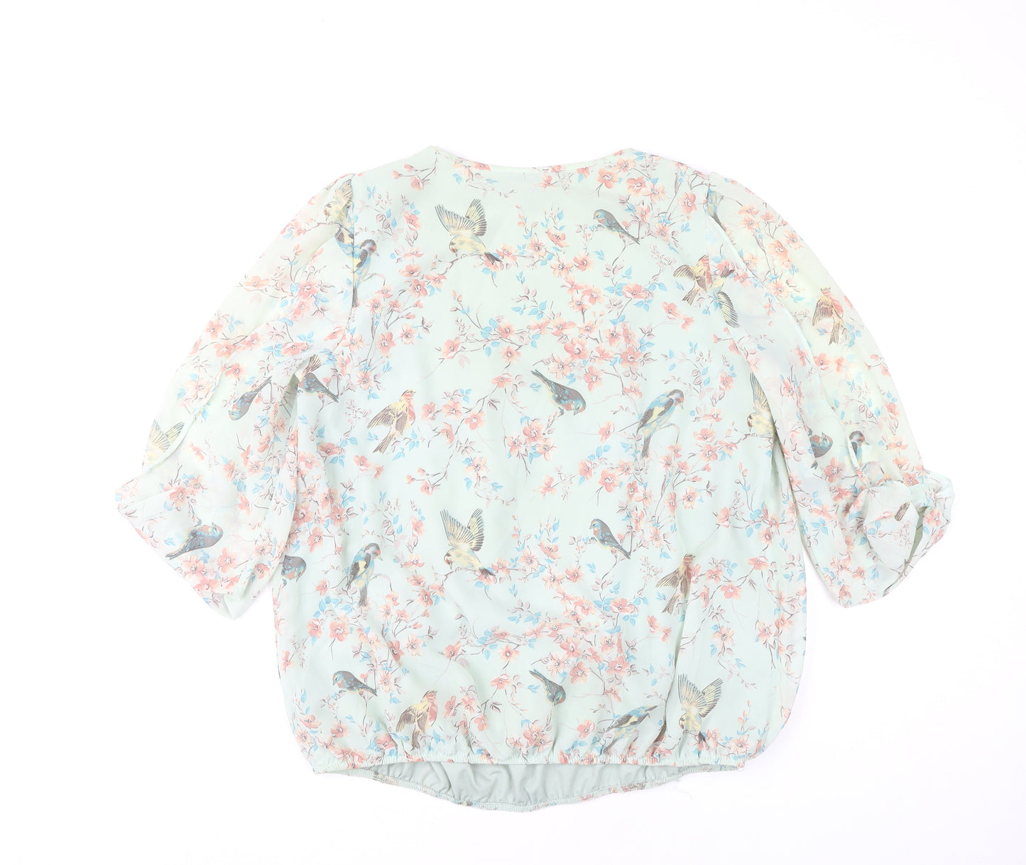 Wallis Women’s Multicoloured Bird Floral Chiffon Tunic Blouse Size 14