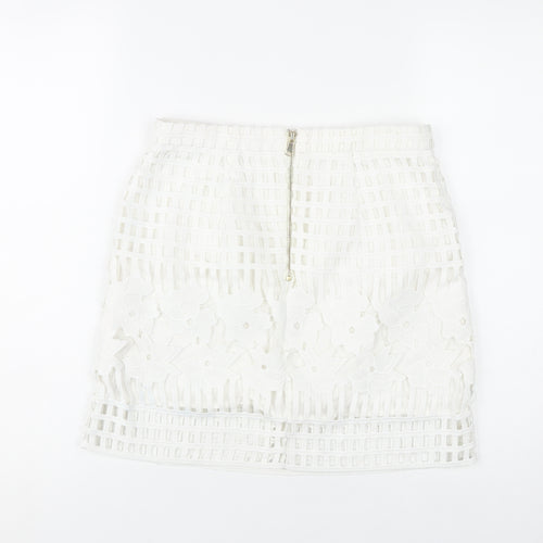 River Island Women’s White Floral Lace Short Pencil Skirt Size 10