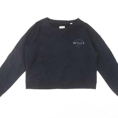 Jack Wills Womens Black Size 12 Pullover Sweatshirt Crew Neck