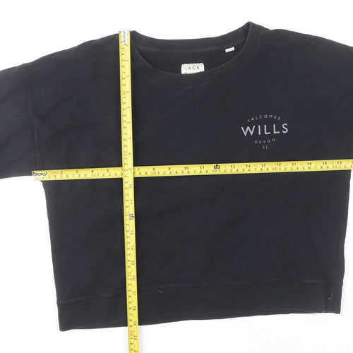 Jack Wills Womens Black Size 12 Pullover Sweatshirt Crew Neck