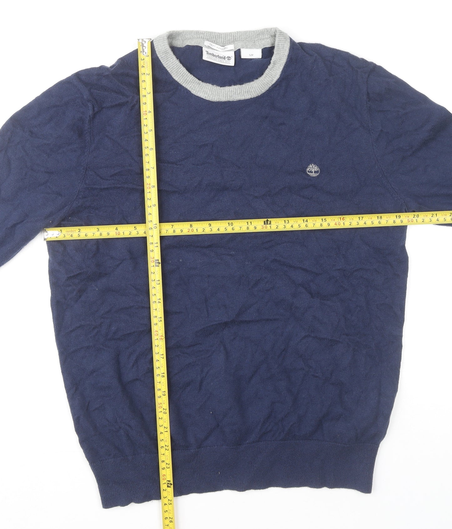 Timberland Men's Blue Crew Neck Knit Jumper Size S Regular Fit