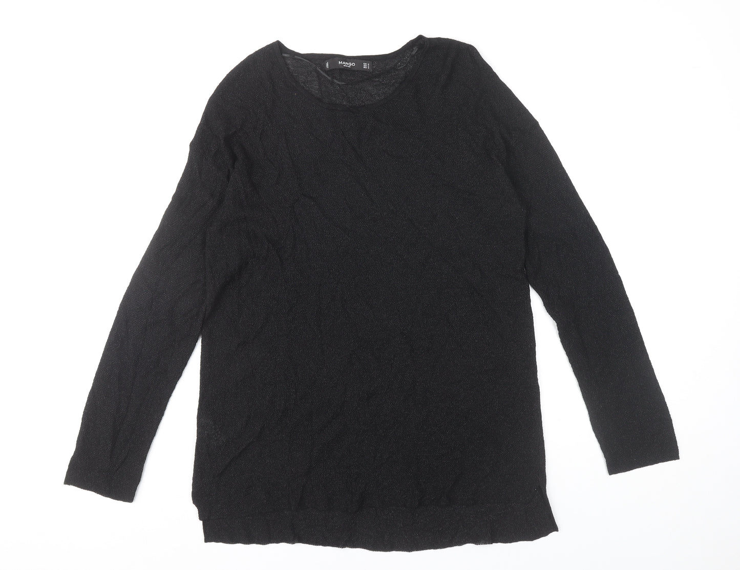Mango Women’s Black Long Sleeve Basic Jersey Top Size M