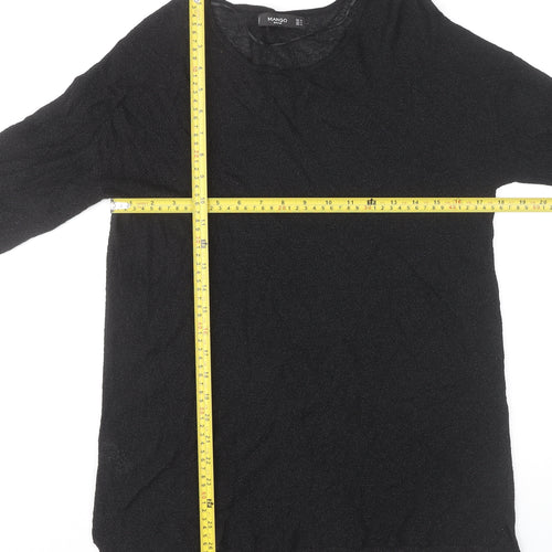 Mango Women’s Black Long Sleeve Basic Jersey Top Size M