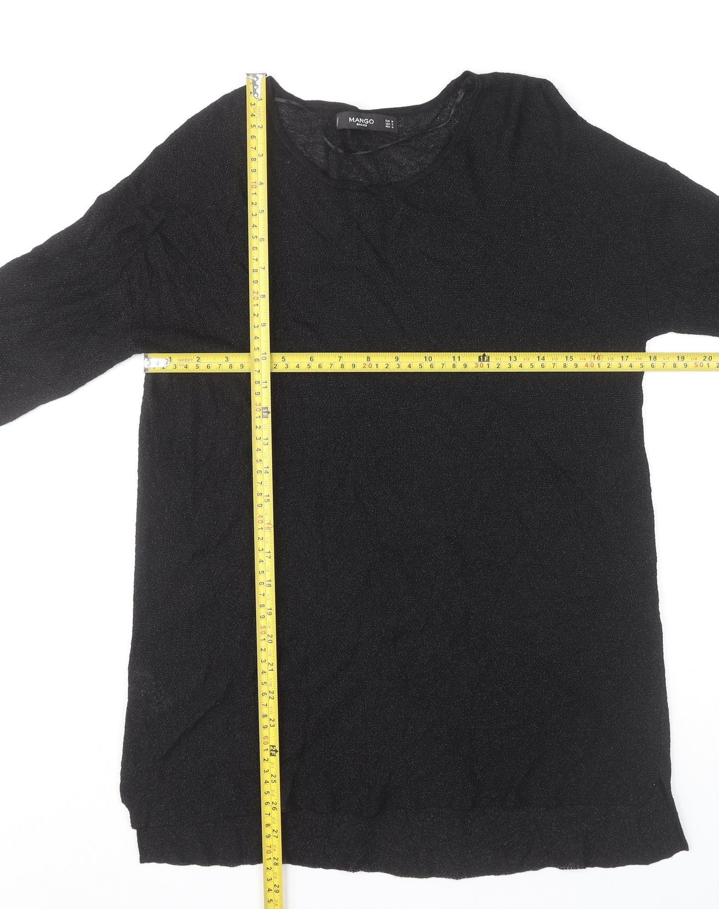 Mango Women’s Black Long Sleeve Basic Jersey Top Size M