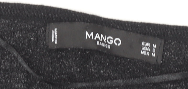 Mango Women’s Black Long Sleeve Basic Jersey Top Size M