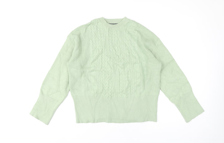 Marks and Spencer Womens Green M Cable-Knit Crew Neck Jumper